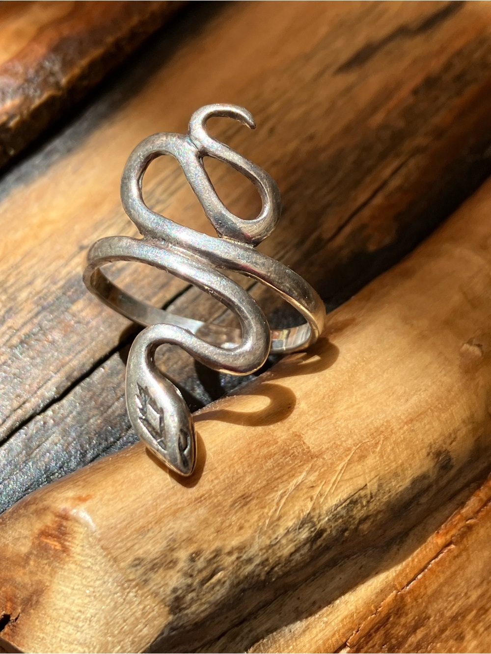 Vintage Sterling Silver Serpent Ring Snake Design 7